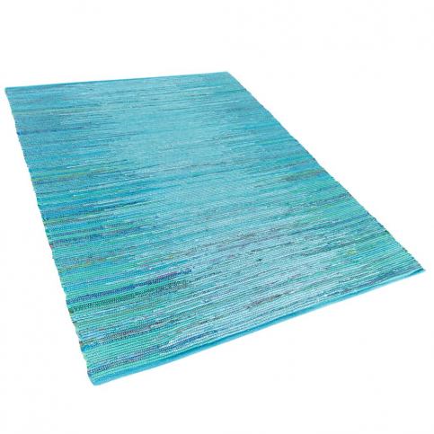Modrý tkaný bavlněný koberec 160x230 cm MERSIN Beliani.cz