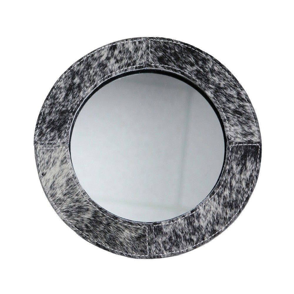 Stolní zrcadlo Minna s lemováním z hovězí kůže černá/ bílá - 25*13*25cm Mars & More - LaHome - vintage dekorace