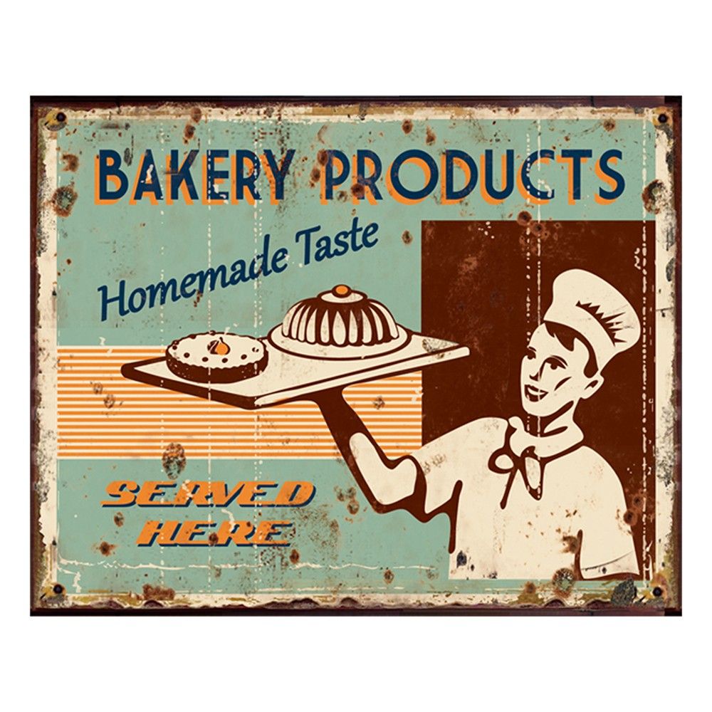 Zelená nástěnná kovová cedule Bakery Products - 25*1*20 cm Clayre & Eef - LaHome - vintage dekorace