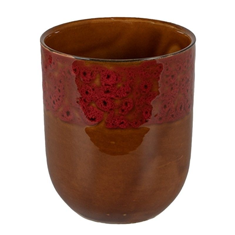 Hnědočervený keramický kalíšek na čaj - ∅ 7*8 cm / 0,15L Clayre & Eef - LaHome - vintage dekorace