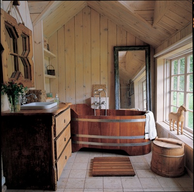 Dřevěná koupelna, dřevěná vana - 
