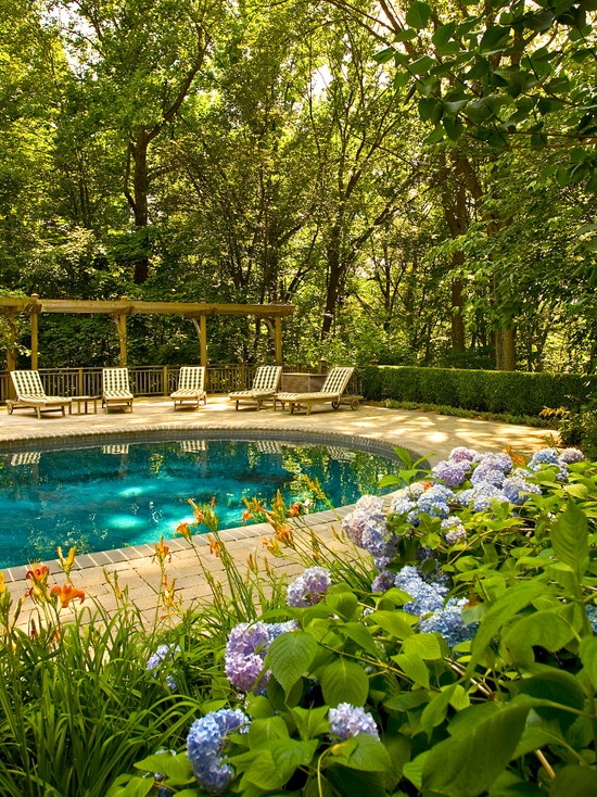 Venkovní bazén ukrytý v zahradě - 