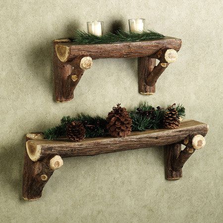 Vánoční dekorace - poličky z borových větví - 