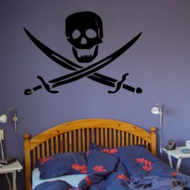 Pirátská vlajka 75x55cm samolepka na zeď