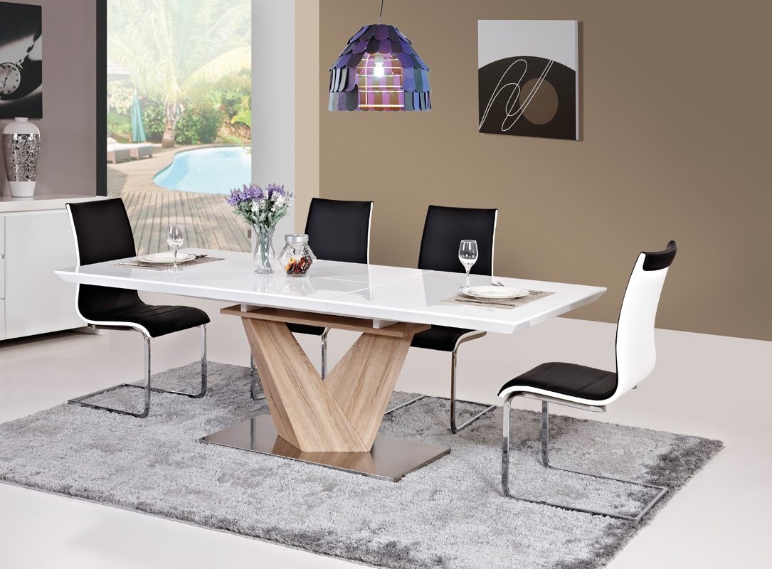 Jídelní set - designový stůl a šest ergonomických židlí - Nakup-nabytek.cz