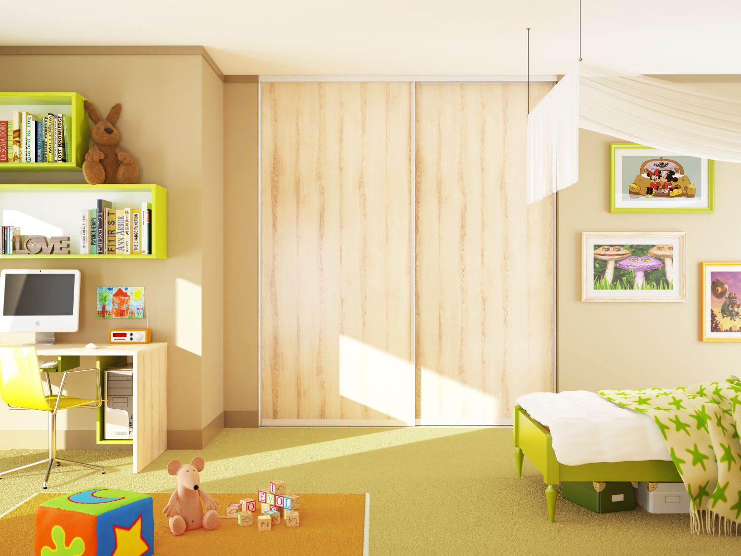 Světlý dětský pokoj s velkou vestavěnou skříní - Komandor – výrobce vestavěných skříní a kvalitního nábytku na míru