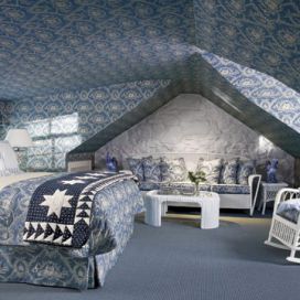 Modrá stylová ložnice