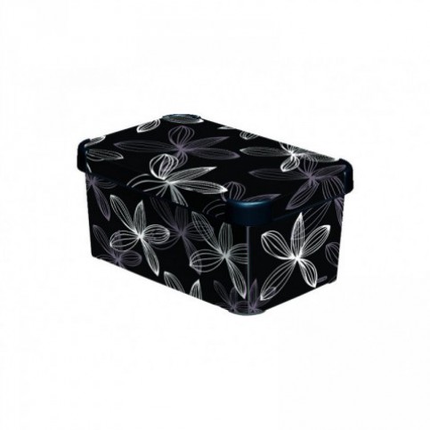 Curver Box DECOBOX - S- black flower - ATAN Nábytek