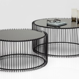Kare Design Set dvou černých kovových konferenčních stolků Wire 69,5/60 cm