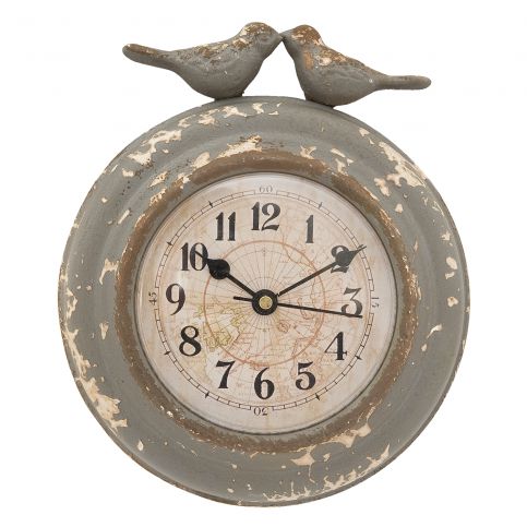 Nástěnné kovové hodiny v rustikálním stylu s dekorem ptáčků (35483) - aaaHome.cz