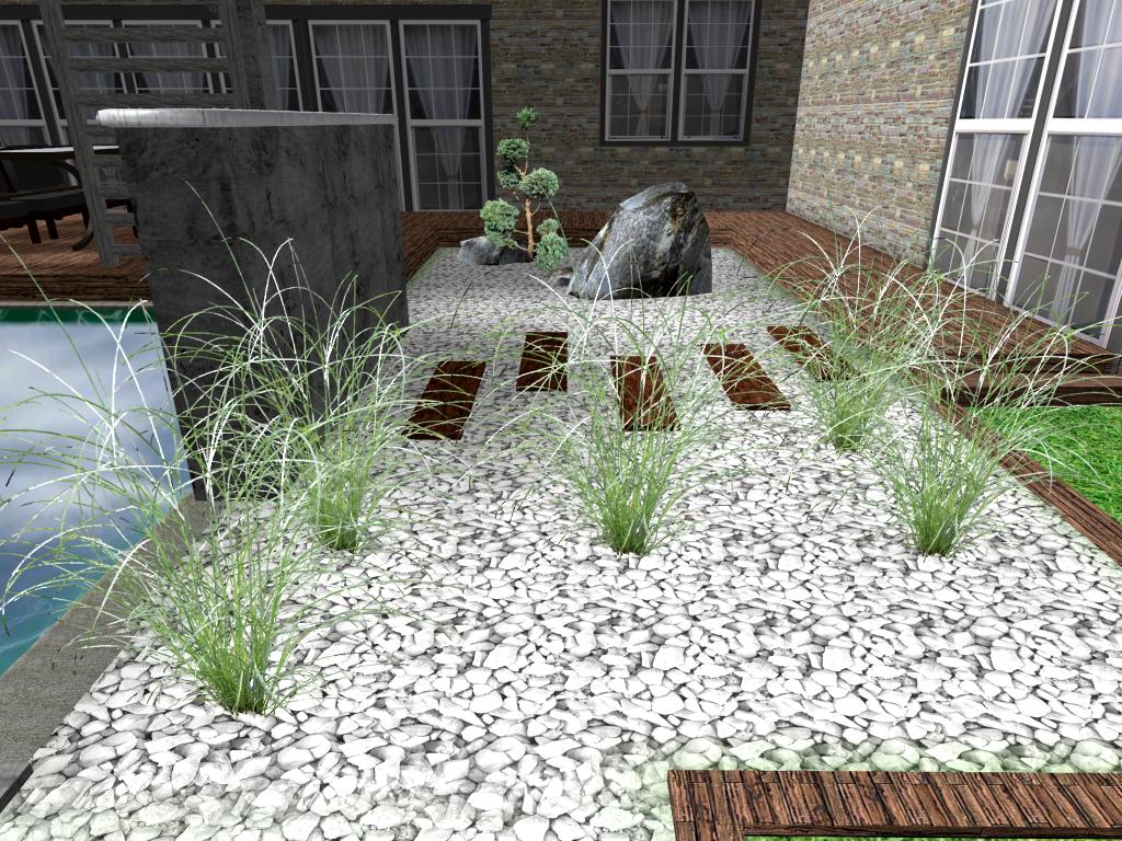 Čisté linie kolem terasy verze 1 - Realizace zahrad Krajíčková