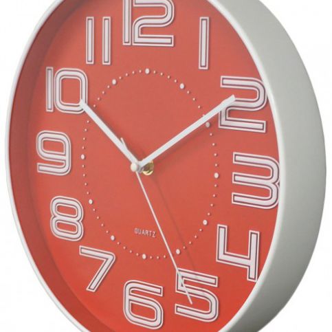 Koopman 35747 Nástěnné hodiny s reliéfem čísla COLOR 30,5 cm - ČERVENÁ - Kokiskashop.cz