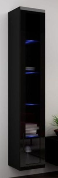 Halmar Vitrína VIGO vysoká, prosklené dveře - černá - ATAN Nábytek