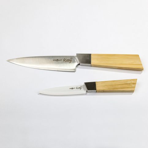COOKUT keramický a ocelový nůž Kanji, bambusová rukojeť, sada 2 nožů - 4home.cz