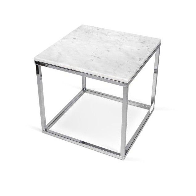 Bílý mramorový odkládací stolek TEMAHOME Prairie 50 x 50 cm s chromovanou podnoží - Bonami.cz