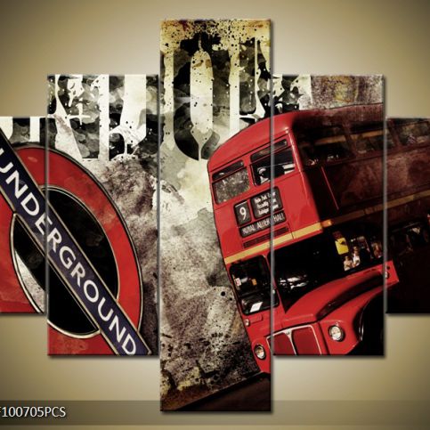 Vícedílný obraz Červený autobus a metro Londýna 100x70 cm - LEDobrazy.cz