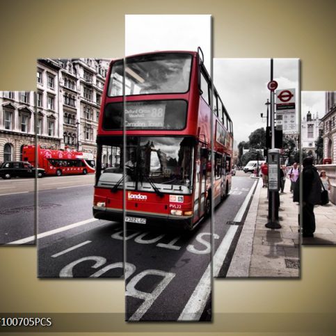 Vícedílný obraz Červený autobus v Londýně 100x70 cm - LEDobrazy.cz