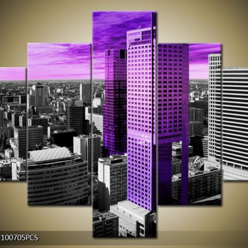 Vícedílný obraz Fialové mrakodrapy 100x70 cm - LEDobrazy.cz