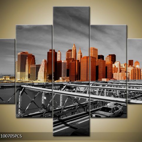Vícedílný obraz Manhattan v okrové 100x70 cm - LEDobrazy.cz