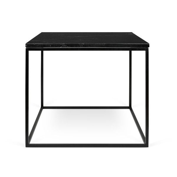 Černý mramorový odkládací stolek TEMAHOME Gleam 50 x 50 cm s černou podnoží - Bonami.cz