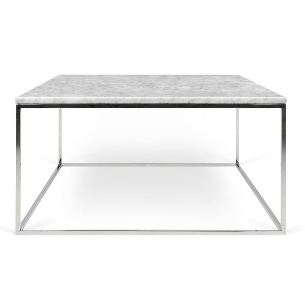 Bílý mramorový konferenční stolek TEMAHOME Gleam 75x75 cm s chromovanou podnoží - Bonami.cz