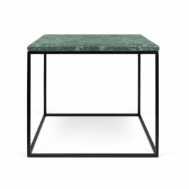 Zelený mramorový odkládací stolek TEMAHOME Gleam 50 x 50 cm s černou podnoží