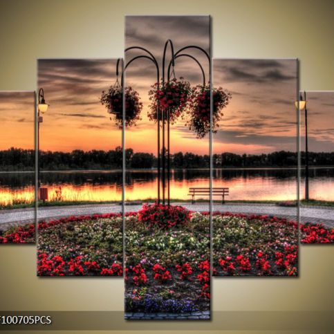 Vícedílný obraz Záhon květin v parku 100x70 cm - LEDobrazy.cz