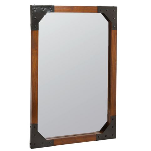 Dřevěné a kovové nástěnné zrcadlo - franklin kolekce (54735) - aaaHome.cz