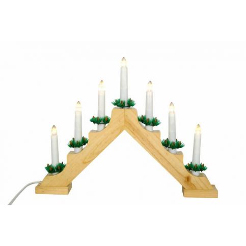 Nexos Trading GmbH & Co. KG 29213 Vánoční dekorace - Klasický dřevěný svícen - 7 LED diod, teple bíl - Kokiskashop.cz