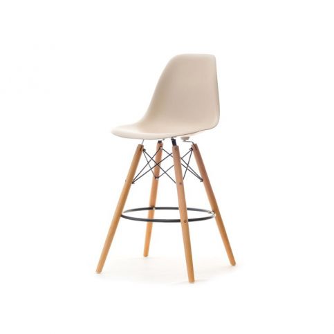 design4life Barová židle MOBI Béžová - dřevěná podnož - Design4life