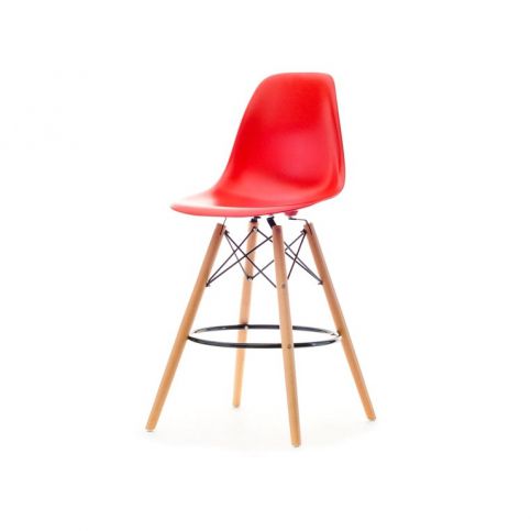 design4life Barová židle MOBI Červená - dřevěná podnož - Design4life