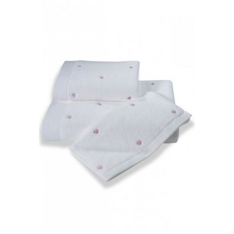 Soft Cotton Malý ručník MICRO LOVE 32x50 cm Bílá / lila srdíčka - VIP interiér