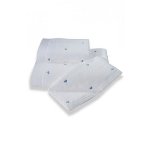 Soft Cotton Malý ručník MICRO LOVE 32x50 cm Bílá / modré srdíčka - VIP interiér