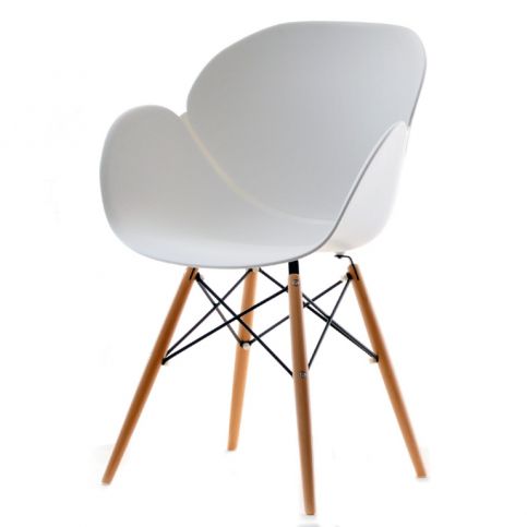 design4life Moderní židle MELANO Bílá - dřevěná podnož - Design4life
