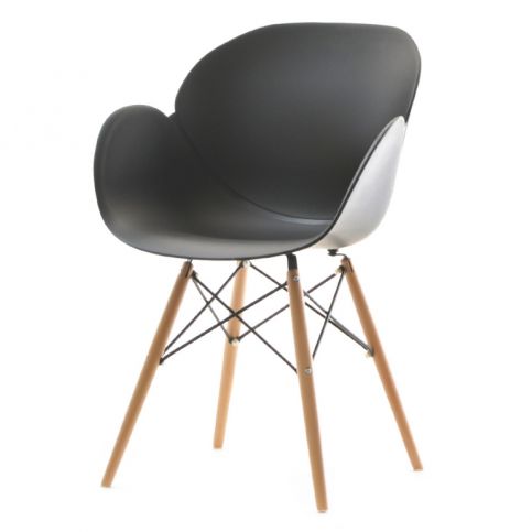 design4life Moderní židle MELANO Černá - dřevěná podnož - Design4life
