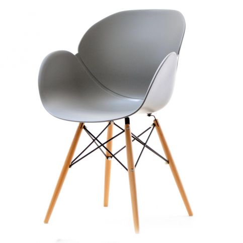 design4life Moderní židle MELANO Šedá - dřevěná podnož - Design4life