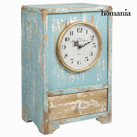 Modré vintage stolní, dřevěné hodiny by homania - aaaHome.cz