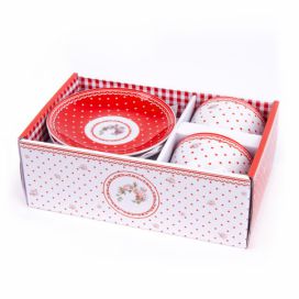Home Elements porcelánová šapo sada Elegant red 250 ml - bílé tečky moderninakup.cz