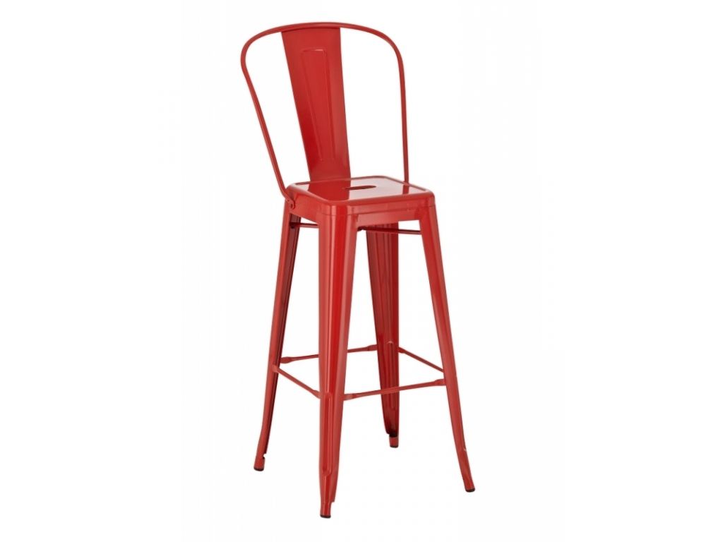 Barová židle Paris Back inspirovaná Tolix červená  - 96design.cz