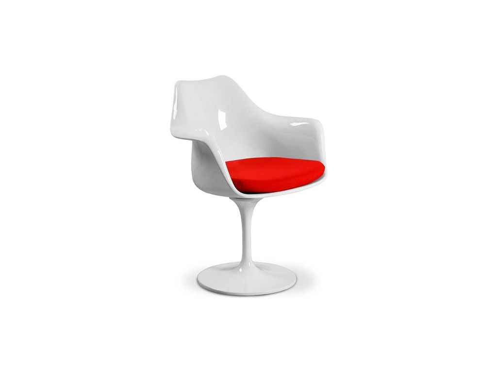 Jídelní židle Tulare inspirovaná Tulip Armchair bílo-červená  - 96design.cz