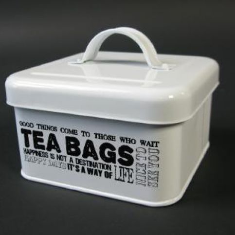 Dóza Tea bags bílá 12,5x12,5x10,5cm - Veselá Žena.cz
