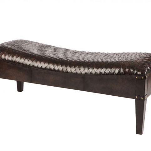 Balmuir Dřevěná lavice s koženým proplétaným sedákem RICHMOND, dark brown - VIP interiér
