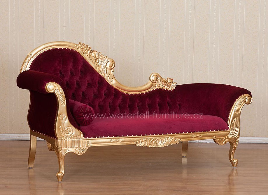 Vínové retro sofa ve zlatém provedení - Waterfall® designový nábytek