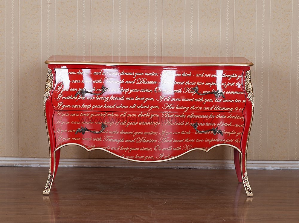 Červená barokní komoda Le désign - Waterfall® designový nábytek