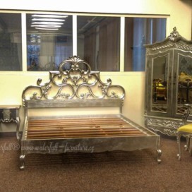 Stříbrná retro zámecká postel Silver Leaf 180cm Waterfall® designový nábytek