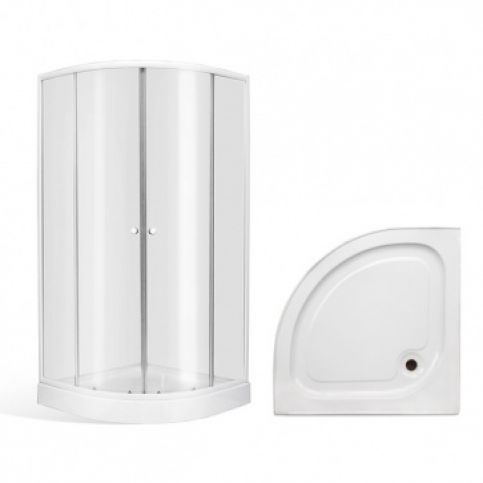 Čtvrtkruhový sprchový kout v setu s vaničkou 800x800 mm a sprchová vanička, celková výška 1900  - Aquakoupelna.cz