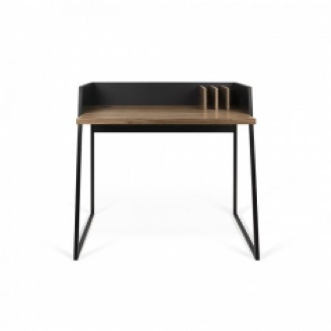 TH Designový kancelářský stolek VOLIO (Černá (mat) a ořech (dýha))  - Design4life