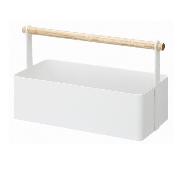 Bílý multifunkční box s detailem z bukového dřeva YAMAZAKI Tosca Tool Box, délka 29 cm - Bonami.cz