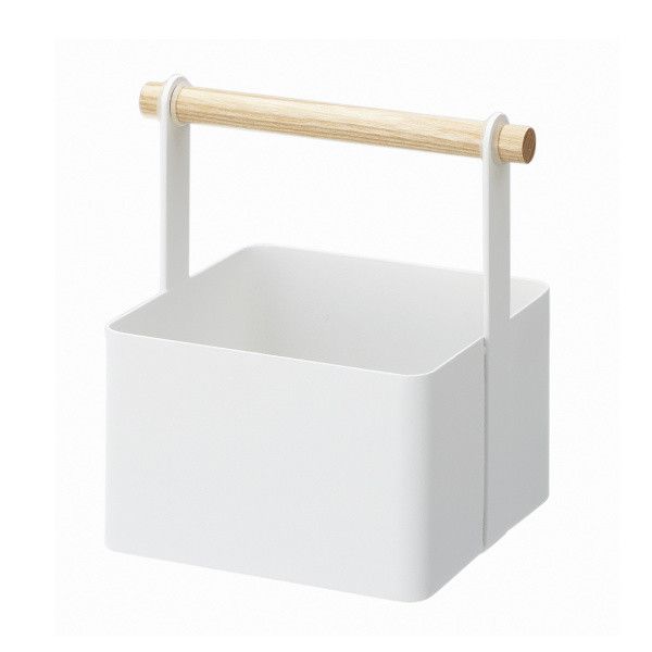 Bílý multifunkční box s detailem z bukového dřeva YAMAZAKI Tosca Tool Box, délka 16 cm - Bonami.cz