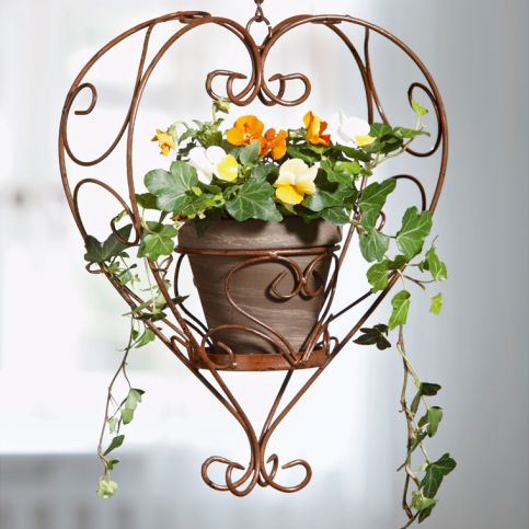 Závěsná dekorace na květiny "Srdce" - Velký Košík